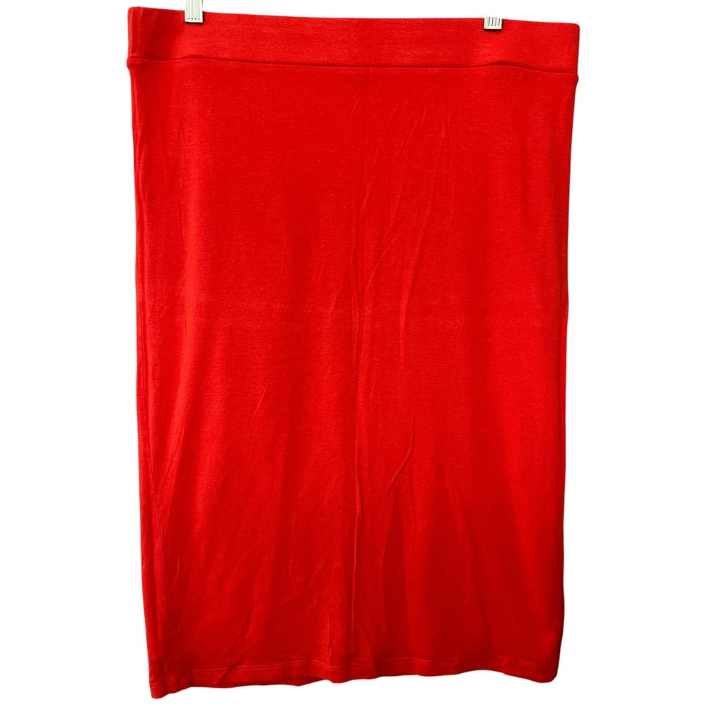 Apt 9 Womens Orange Pencil Skirt Size L Elastic Waist Bodycon Jersey Lined